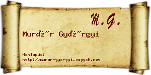 Murár Györgyi névjegykártya