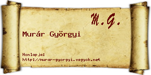 Murár Györgyi névjegykártya